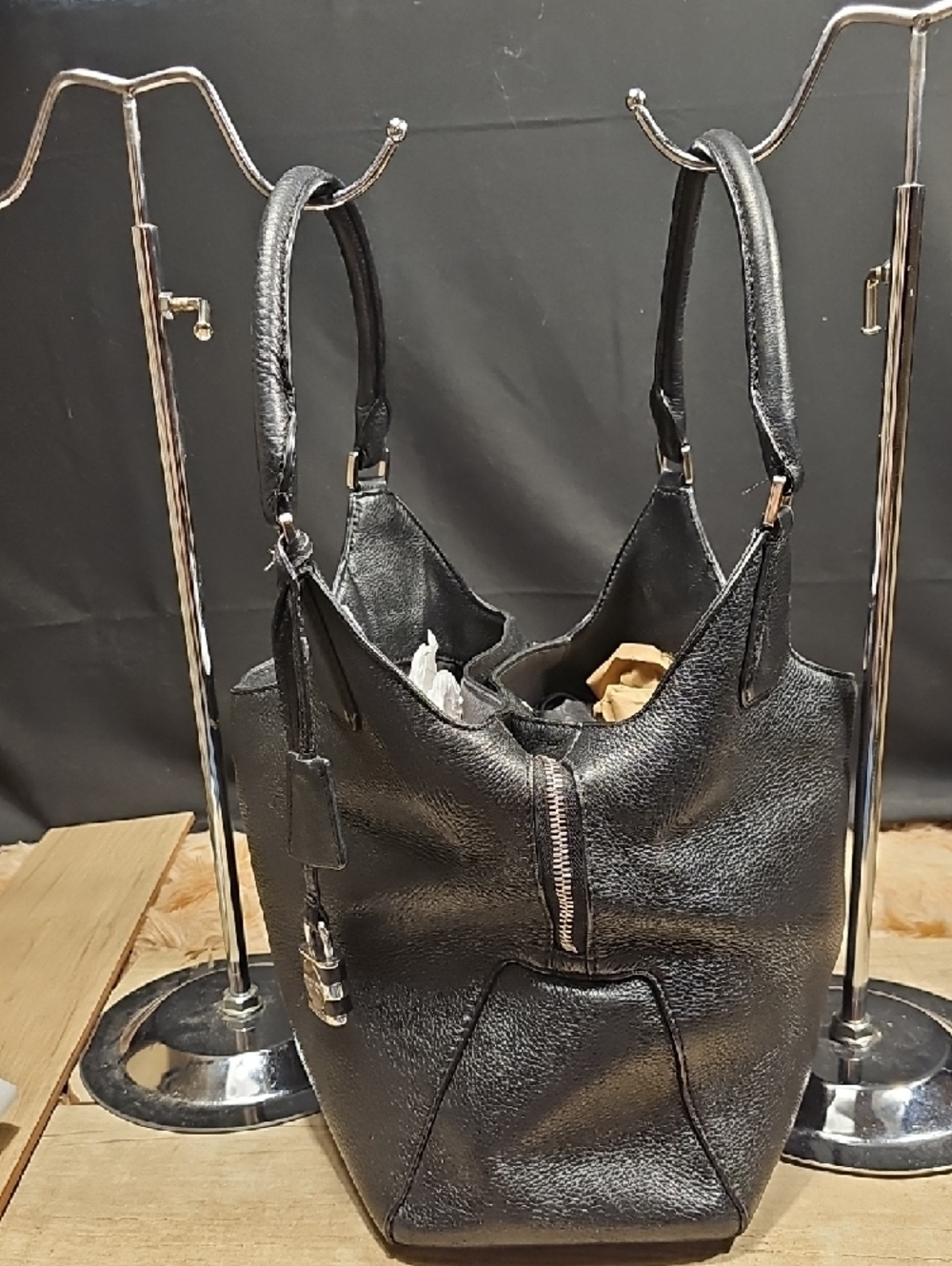 Michael Kors Black Leather Double-Handle Shoulder Bag - Picture 5 of 15
